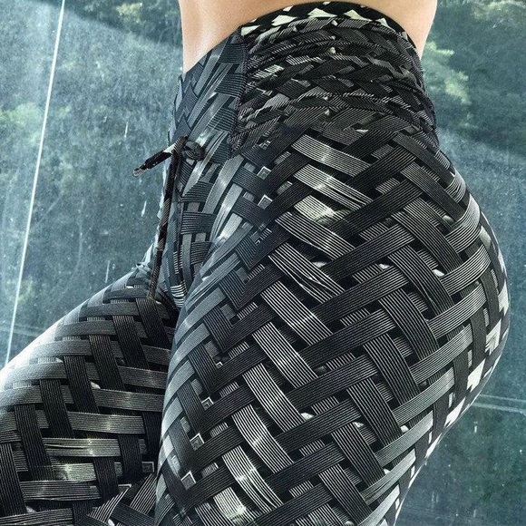 Pants - 3D Armor Print High Waisted Drawstring Leggings